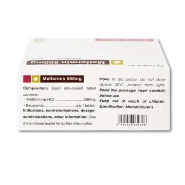 Thuốc Metformin 500mg 1000 TVP điều trị đái tháo đường (10 vỉ x 10 viên)