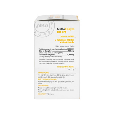 Viên uống NattoEnzym DHA EPA DHG Pharma hỗ trợ giảm nguy cơ tắt mạch, đột quỵ do huyết khối (60 viên)