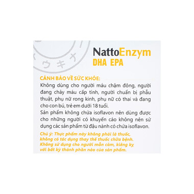 Viên uống NattoEnzym DHA EPA DHG Pharma hỗ trợ giảm nguy cơ tắt mạch, đột quỵ do huyết khối (20 viên)