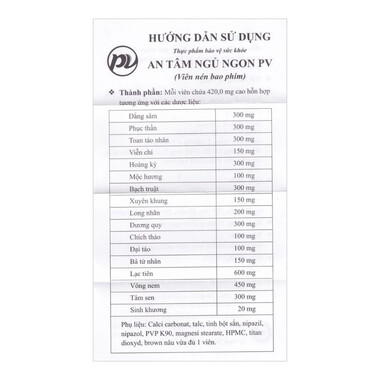 Viên uống An Tâm Ngủ Ngon PV Pharma giúp an thần, giảm căng thẳng (5 vỉ x 10 viên)