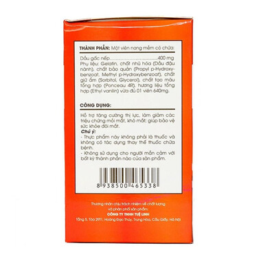Viên uống Dầu Gấc Tuệ Linh hỗ trợ bảo vệ sức khỏe đôi mắt, tăng cường thị lực (60 viên)
