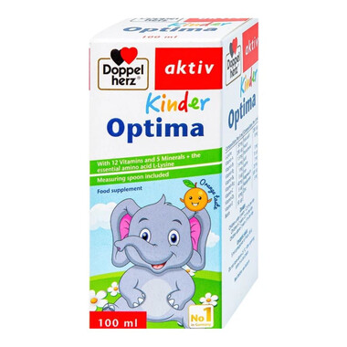 Dung dịch Kinder Optima Doppelherz Aktiv cung cấp L-lysine, một số vitamin và khoáng chất (100ml)