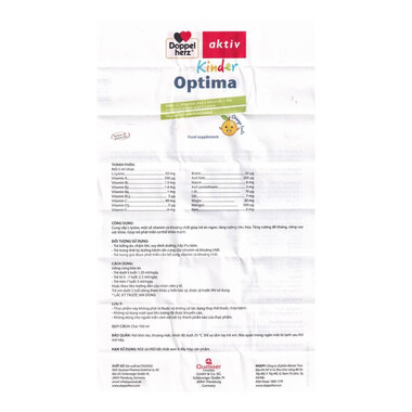 Dung dịch Kinder Optima Doppelherz Aktiv cung cấp L-lysine, một số vitamin và khoáng chất (100ml)