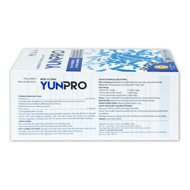 Men vi sinh Yunpro 2g DHG Pharma cân bằng hệ vi sinh đường ruột, giảm rối loạn tiêu hóa (20 gói)