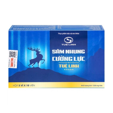 Viên nén Sâm Nhung Cường Lực Tuệ Linh giúp bổ thận tráng dương, bổ khí huyết (3 vỉ x 10 viên)