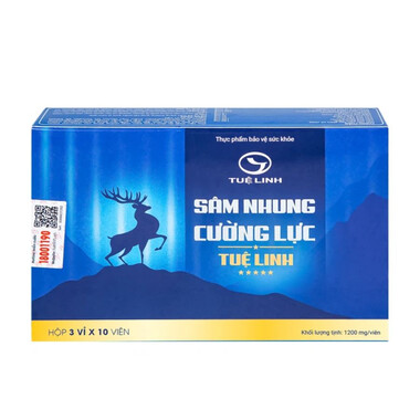 Viên nén Sâm Nhung Cường Lực Tuệ Linh giúp bổ thận tráng dương, bổ khí huyết (3 vỉ x 10 viên)