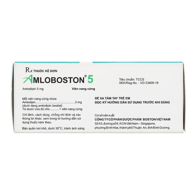 Thuốc Amloboston 5 Boston điều trị cao huyết áp, đau thắt ngực (5 vỉ x 10 viên)