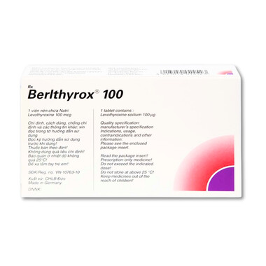 Thuốc Berlthyrox 100 điều trị thiểu năng tuyến giáp (4 vỉ x 25 viên)