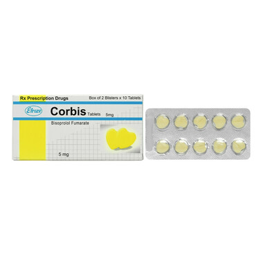 Thuốc Corbis 5mg điều trị tăng huyết áp, đau thắt ngực (2 vỉ x 10 viên)