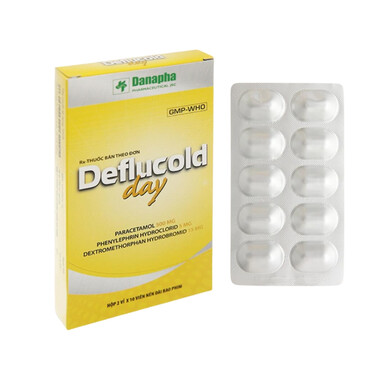 Thuốc Deflucold day Danapha giảm tạm thời các triệu chứng cảm lạnh và cảm cúm (2 vỉ x 10 viên)