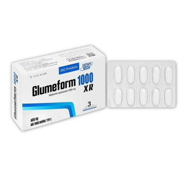 Thuốc Glumeform 1000 XR DHG điều trị đái tháo đường tuýp 2 (3 vỉ x 10 viên)