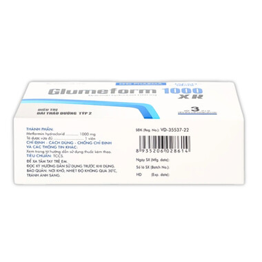 Thuốc Glumeform 1000 XR DHG điều trị đái tháo đường tuýp 2 (3 vỉ x 10 viên)