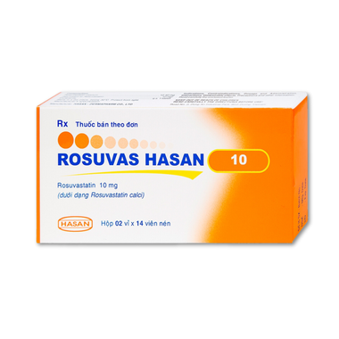 Thuốc Rosuvas Hasan 10 điều trị tăng cholesterol máu (2 vỉ x 14 viên)