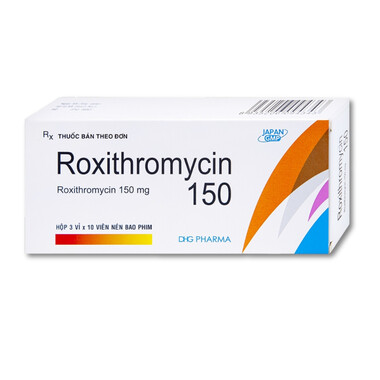 Thuốc Roxithromycin 150 DHG điều trị các loại nhiễm khuẩn, bệnh bạch hầu, ho gà (3 vỉ x 10 viên)