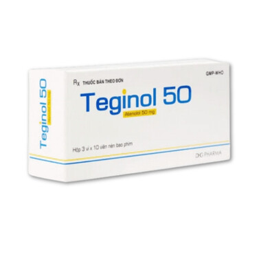 Thuốc Teginol 50mg điều trị tăng huyết áp, đau thắt ngực (3 vỉ x 10 viên)
