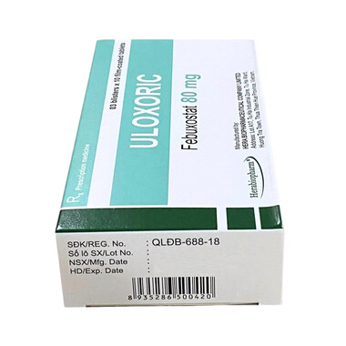 Thuốc Uloxoric 80mg Herabiopharm điều trị tăng acid uric máu (3 vỉ x 10 viên)