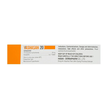 Thuốc Vashasan 20mg Hasan điều trị đau thắt ngực (2 vỉ x 30 viên)