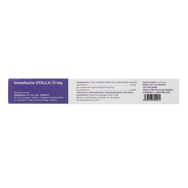 Thuốc Venlafaxine Stella 75mg điều trị các cơn trầm cảm nặng (2 vỉ x 14 viên)