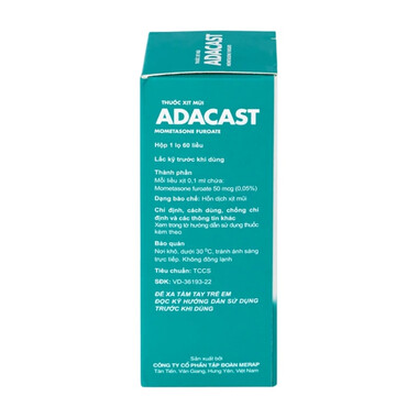 Thuốc xịt mũi Adacast Meraplion điều trị viêm mũi dị ứng, sung huyết và mất mùi, viêm mũi xoang