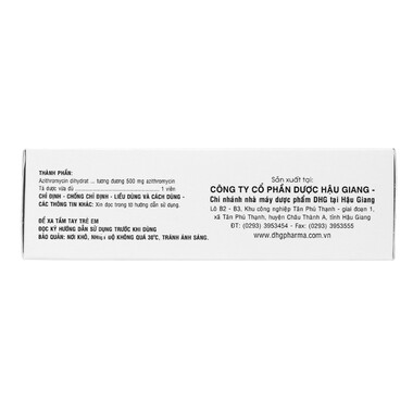 Thuốc Zaromax 500 DHG Pharma điều trị viêm phế quản, viêm phổi (3 vỉ x 10 viên)