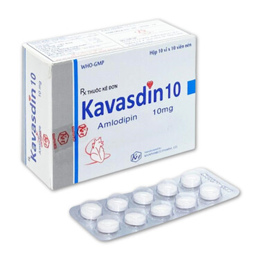 Viên nén Kavasdin 10mg Khapharco điều trị tăng huyết áp ở người đau thắt ngực ổn định