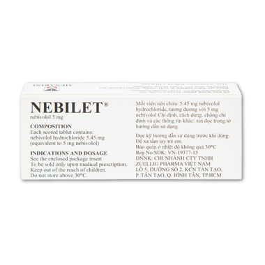 Viên nén Nebilet 5mg Menarini điều trị tăng huyết áp và suy tim mạn tính (1 vỉ x 14 viên)