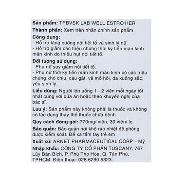 Viên uống Estro Her tăng cường sinh lý nữ (30 viên)