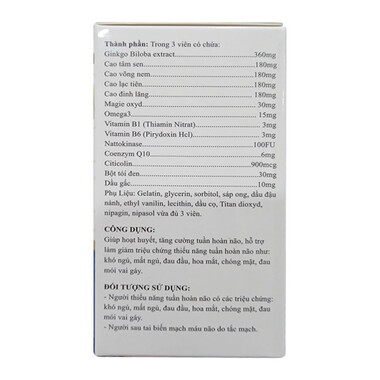 Thực phẩm bảo vệ sức khoẻ Ginko Omega Q10 hỗ trợ tăng cường tuần hoàn não (10 vỉ x 10 viên)
