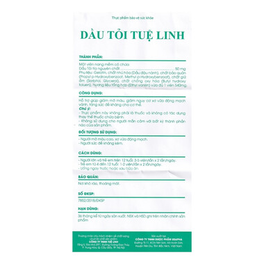 Dầu Tỏi Tuệ Linh hỗ trợ giảm mỡ máu, giảm nguy cơ xơ vữa động mạch vành (100 viên)