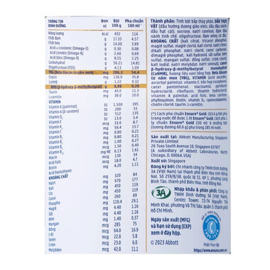 Sữa bột Ensure Gold StrengthPro Abbott hương vani tăng cường sức khỏe khối cơ, tăng miễn dịch (380g)