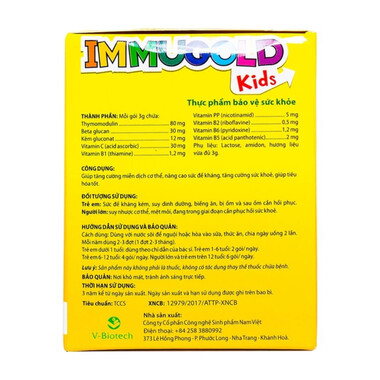 Bột pha Immugold Kids V-Biotech tăng cường miễn dịch, nâng cao sức đề kháng (30 gói x 3g)