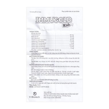 Bột pha Immugold Kids V-Biotech tăng cường miễn dịch, nâng cao sức đề kháng (30 gói x 3g)