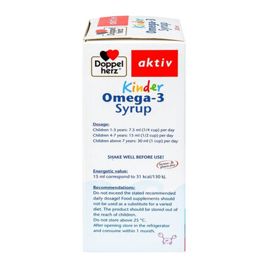 Siro Kinder Omega-3 Syrup Doppelherz Aktiv hỗ trợ phát triển não bộ (250ml)
