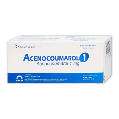 Thuốc Acenocoumarol 1 SPM điều trị và ngăn ngừa bệnh nghẽn mạch (3 vỉ x 10 viên)