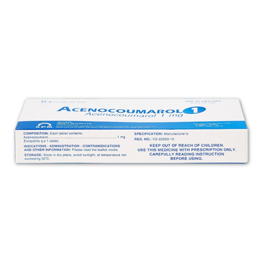 Thuốc Acenocoumarol 1 SPM điều trị và ngăn ngừa bệnh nghẽn mạch (3 vỉ x 10 viên)