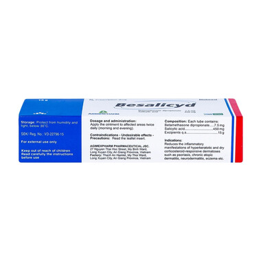 Thuốc mỡ Besalicyd Agimexpharm điều trị vẩy nến, viêm da dị ứng mãn tính (15g)