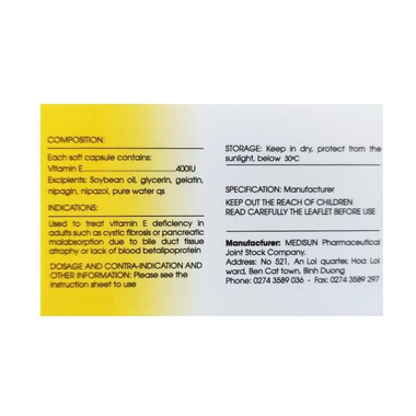 Thuốc Vitamin E 400IU Medisun