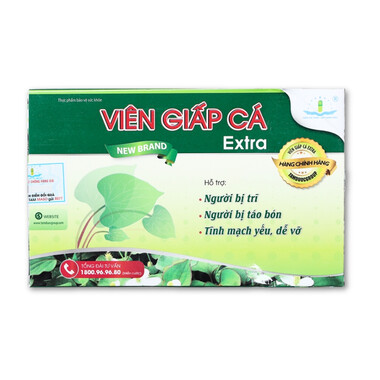 Viên Giấp Cá Extra Hoàng Liên hỗ trợ người bị trĩ, táo bón, tĩnh mạch yêu, dễ vỡ (30 viên)