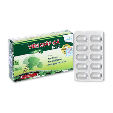 Viên Giấp Cá Extra Hoàng Liên hỗ trợ người bị trĩ, táo bón, tĩnh mạch yêu, dễ vỡ (30 viên)