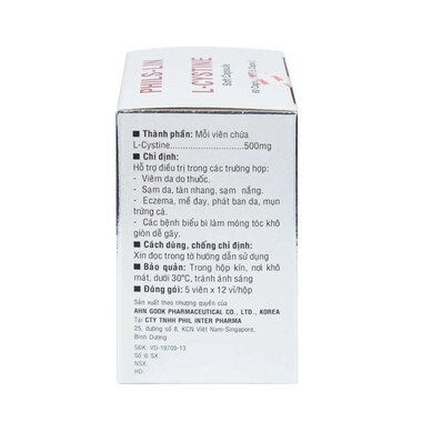 Viên nang mềm L-Cystine 500mg Phils Lin hỗ trợ điều trị viêm da do thuốc, sạm da, tàn nhang (12 vỉ x 5 viên)