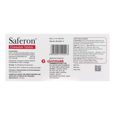 Viên nhai Saferon Glenmark