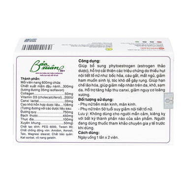 Viên uống Bảo Xuân Tuổi 50+ Nam Dược bổ sung và hỗ trợ cân bằng nội tiết tố nữ Estrogen (30 viên)
