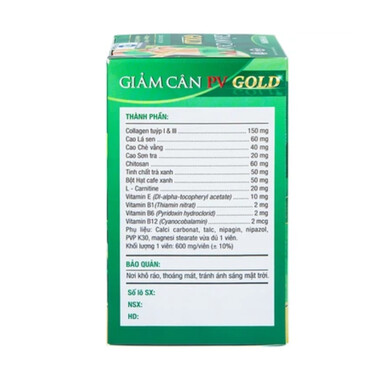 Viên uống giảm cân PV Gold Phúc Vinh hỗ trợ tăng cường chuyển hóa chất béo, giảm mỡ máu (60 viên)