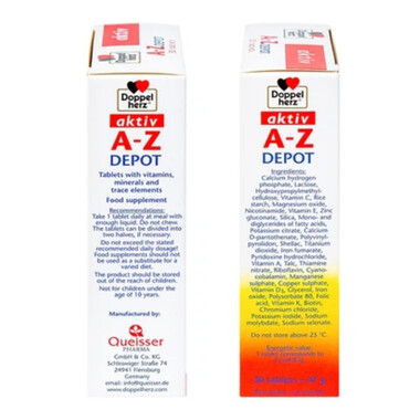 Viên uống A-Z Depot Doppelherz Aktiv bổ sung vitamin và khoáng chất (3 vỉ x 10 viên)