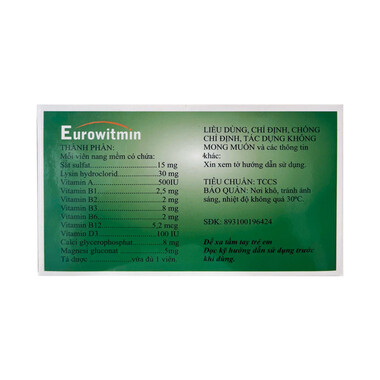Thuốc Eurowitmin cung cấp vitamin và chất khoáng (6 vỉ x 10 viên)