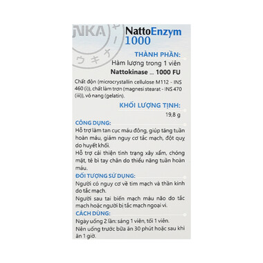 Thực phẩm bảo vệ sức khỏe NattoEnzym 1000 (60 viên)