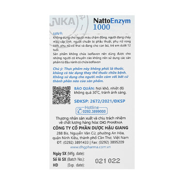Thực phẩm bảo vệ sức khỏe NattoEnzym 1000 (60 viên)