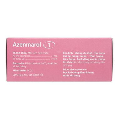 Thuốc Azenmarol 1mg điều trị nhồi máu cơ tim, bệnh tim gây tắc mạch (10 vỉ x 10 viên)