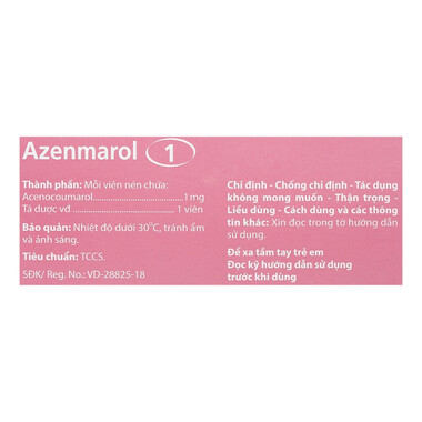 Thuốc Azenmarol 1mg điều trị nhồi máu cơ tim, bệnh tim gây tắc mạch (10 vỉ x 10 viên)