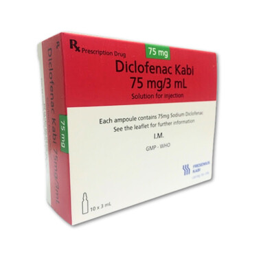 Thuốc tiêm Diclofenac 75mg/3ml điều trị đợt cấp viêm và thoái hóa thấp khớp (10 ống x 3ml)